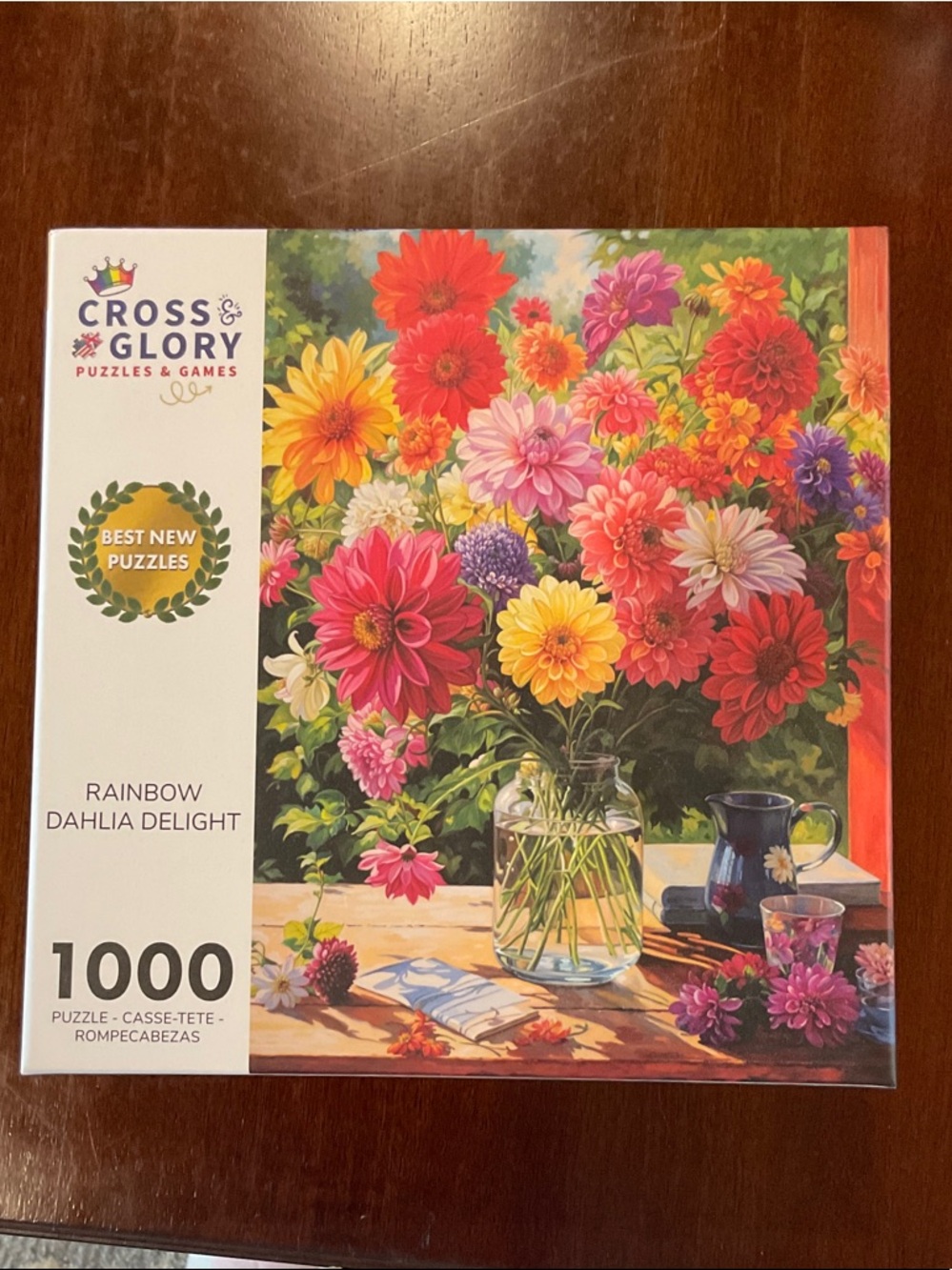 Rainbow Dahlia Delight 1000-Piece Puzzle - Multicolor